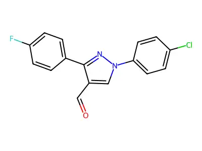 1-(4-Chlorophenyl)-3-(4-fluorophenyl)-1H-pyrazole-4-carbaldehyde structure