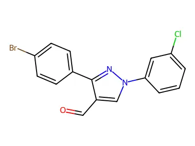 3-(4-Bromophenyl)-1-(3-chlorophenyl)-1H-pyrazole-4-carboxaldehyde structure