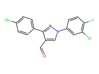 1-(3-Chloro-4-fluorophenyl)-3-(4-chlorophenyl)-1H-pyrazole-4-carbaldehyde structure