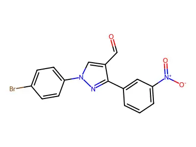 1-(4-Bromophenyl)-3-(3-nitrophenyl)-1H-pyrazole-4-carboxaldehyde structure