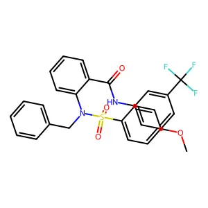 2-[Benzyl(4-methoxybenzene-1-sulfonyl)amino]-N-[3-(trifluoromethyl)phenyl]benzamide structure