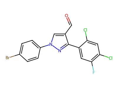 1-(4-Bromophenyl)-3-(2,4-dichloro-5-fluorophenyl)-1H-pyrazole-4-carbaldehyde structure