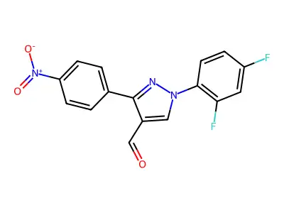 1-(2,4-difluorophenyl)-3-(4-nitrophenyl)-1H-pyrazole-4-carbaldehyde structure
