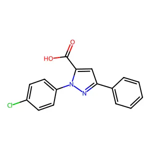 1-(4-Chlorophenyl)-3-phenyl-1H-pyrazole-5-carboxylic acid structure
