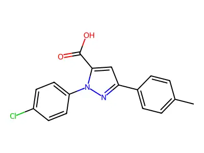 1-(4-Chlorophenyl)-3-(4-methylphenyl)-1H-pyrazole-5-carboxylic acid structure