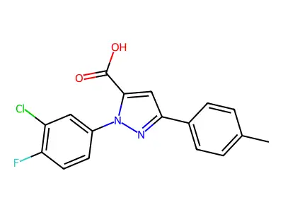 1-(3-Chloro-4-fluorophenyl)-3-(4-methylphenyl)-1H-pyrazole-5-carboxylic acid structure
