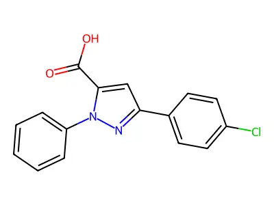3-(4-chlorophenyl)-1-phenyl-1H-pyrazole-5-carboxylic acid structure