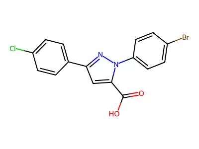 1-(4-Bromophenyl)-3-(4-chlorophenyl)-1H-pyrazole-5-carboxylic acid structure