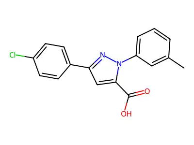 3-(4-Chlorophenyl)-1-(3-methylphenyl)-1H-pyrazole-5-carboxylic acid structure