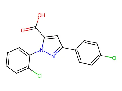1H-Pyrazole-5-carboxylic acid, 1-(2-chlorophenyl)-3-(4-chlorophenyl)- structure