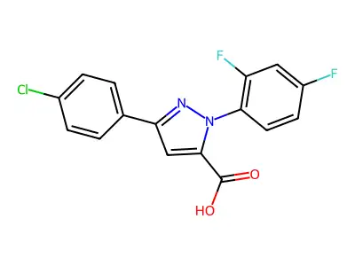 3-(4-Chlorophenyl)-1-(2,4-difluorophenyl)-1H-pyrazole-5-carboxylic acid structure