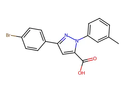 3-(4-Bromophenyl)-1-(3-methylphenyl)-1H-pyrazole-5-carboxylic acid structure