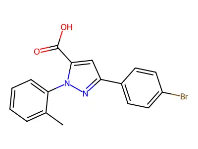 3-(4-Bromophenyl)-1-(2-methylphenyl)-1H-pyrazole-5-carboxylic acid structure