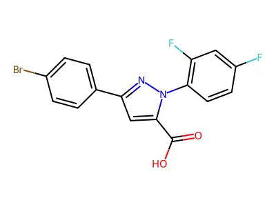 3-(4-Bromophenyl)-1-(2,4-difluorophenyl)-1H-pyrazole-5-carboxylic acid structure