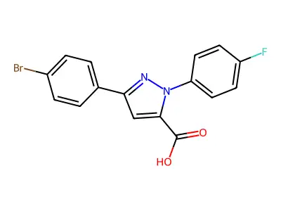 3-(4-Bromophenyl)-1-(4-fluorophenyl)-1H-pyrazole-5-carboxylic acid structure