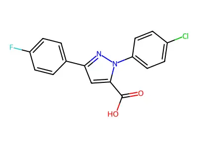 1-(4-Chlorophenyl)-3-(4-fluorophenyl)-1H-pyrazole-5-carboxylic acid structure