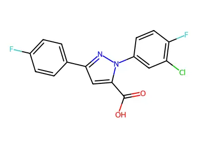 1-(3-Chloro-4-fluorophenyl)-3-(4-fluorophenyl)-1H-pyrazole-5-carboxylic acid structure