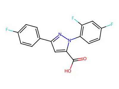 1-(2,4-Difluorophenyl)-3-(4-fluorophenyl)-1H-pyrazole-5-carboxylic acid structure