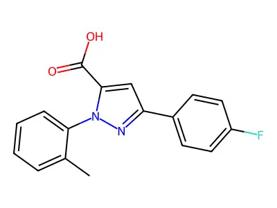 3-(4-Fluorophenyl)-1-(2-methylphenyl)-1H-pyrazole-5-carboxylic acid structure