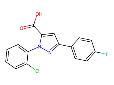 1-(2-Chlorophenyl)-3-(4-fluorophenyl)-1H-pyrazole-5-carboxylic acid structure