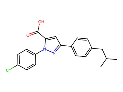 1-(4-Chlorophenyl)-3-(4-isobutylphenyl)-1H-pyrazole-5-carboxylic acid structure