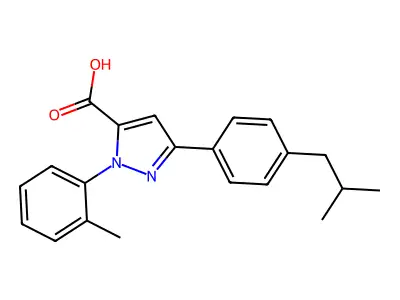 3-(4-Isobutylphenyl)-1-(2-methylphenyl)-1H-pyrazole-5-carboxylic acid structure