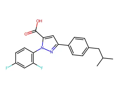 1-(2,4-Difluorophenyl)-3-(4-isobutylphenyl)-1H-pyrazole-5-carboxylic acid structure