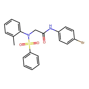2-[N-(benzenesulfonyl)-2-methylanilino]-N-(4-bromophenyl)acetamide structure