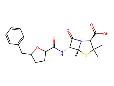 4-Thia-1-azabicyclo(3.2.0)heptane-2-carboxylic acid, 3,3-dimethyl-7-oxo-6-(((tetrahydro-5-(phenylmethyl)-2-furanyl)carbonyl)amino)-, (2S-(2-alpha,5-alpha,6-beta))- structure