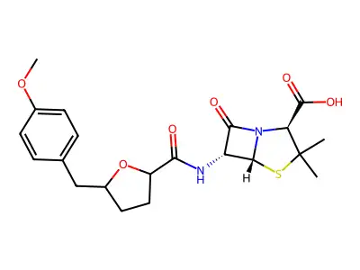 4-Thia-1-azabicyclo(3.2.0)heptane-2-carboxylic acid, 3,3-dimethyl-7-oxo-6-(((tetrahydro-5-((4-methoxyphenyl)methyl)-2-furanyl)carbonyl)amino)-, (2S-(2-alpha,5-alpha,6-beta))- structure