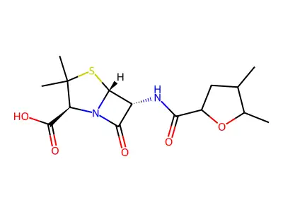 4-Thia-1-azabicyclo(3.2.0)heptane-2-carboxylic acid, 3,3-dimethyl-7-oxo-6-(((tetrahydro-4,5-dimethyl-2-furanyl)carbonyl)amino)-, (2S-(2-alpha,5-alpha,6-beta))- structure