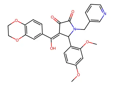 4-(2,3-dihydro-1,4-benzodioxine-6-carbonyl)-5-(2,4-dimethoxyphenyl)-3-hydroxy-1-[(pyridin-3-yl)methyl]-2,5-dihydro-1H-pyrrol-2-one structure