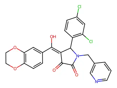 5-(2,4-dichlorophenyl)-4-(2,3-dihydro-1,4-benzodioxine-6-carbonyl)-3-hydroxy-1-[(pyridin-3-yl)methyl]-2,5-dihydro-1H-pyrrol-2-one structure