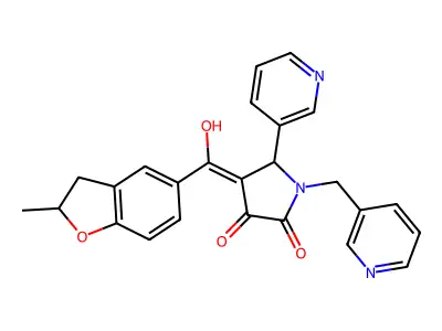 3-hydroxy-4-(2-methyl-2,3-dihydro-1-benzofuran-5-carbonyl)-5-(pyridin-3-yl)-1-[(pyridin-3-yl)methyl]-2,5-dihydro-1H-pyrrol-2-one structure