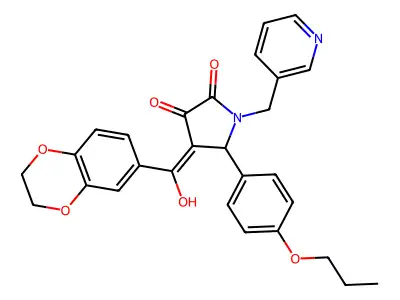 4-(2,3-dihydro-1,4-benzodioxine-6-carbonyl)-3-hydroxy-5-(4-propoxyphenyl)-1-[(pyridin-3-yl)methyl]-2,5-dihydro-1H-pyrrol-2-one structure