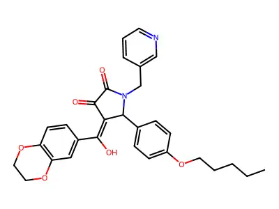 4-(2,3-dihydro-1,4-benzodioxin-6-ylcarbonyl)-3-hydroxy-5-[4-(pentyloxy)phenyl]-1-(3-pyridinylmethyl)-1,5-dihydro-2H-pyrrol-2-one structure