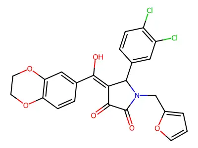 5-(3,4-dichlorophenyl)-4-(2,3-dihydro-1,4-benzodioxine-6-carbonyl)-1-[(furan-2-yl)methyl]-3-hydroxy-2,5-dihydro-1H-pyrrol-2-one structure