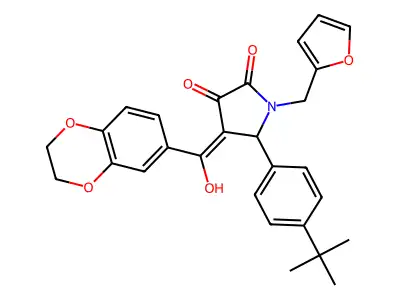 5-(4-tert-butylphenyl)-4-(2,3-dihydro-1,4-benzodioxine-6-carbonyl)-1-[(furan-2-yl)methyl]-3-hydroxy-2,5-dihydro-1H-pyrrol-2-one structure