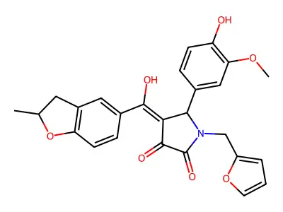 1-(furan-2-ylmethyl)-5-(4-hydroxy-3-methoxyphenyl)-4-[hydroxy-(2-methyl-2,3-dihydro-1-benzofuran-5-yl)methylidene]pyrrolidine-2,3-dione structure