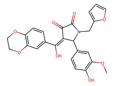 4-(2,3-dihydro-1,4-benzodioxine-6-carbonyl)-1-[(furan-2-yl)methyl]-3-hydroxy-5-(4-hydroxy-3-methoxyphenyl)-2,5-dihydro-1H-pyrrol-2-one structure