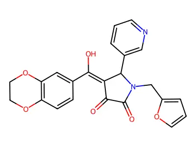 4-(2,3-dihydro-1,4-benzodioxine-6-carbonyl)-1-[(furan-2-yl)methyl]-3-hydroxy-5-(pyridin-3-yl)-2,5-dihydro-1H-pyrrol-2-one structure