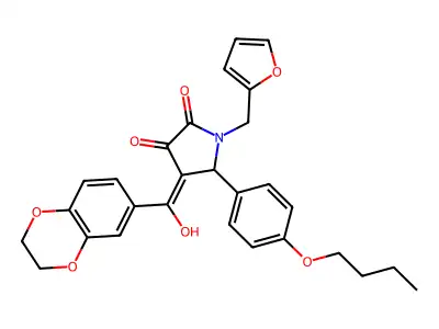 5-(4-butoxyphenyl)-4-(2,3-dihydro-1,4-benzodioxine-6-carbonyl)-1-[(furan-2-yl)methyl]-3-hydroxy-2,5-dihydro-1H-pyrrol-2-one structure