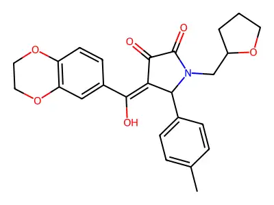4-(2,3-dihydro-1,4-benzodioxin-6-ylcarbonyl)-3-hydroxy-5-(4-methylphenyl)-1-(tetrahydro-2-furanylmethyl)-1,5-dihydro-2H-pyrrol-2-one structure