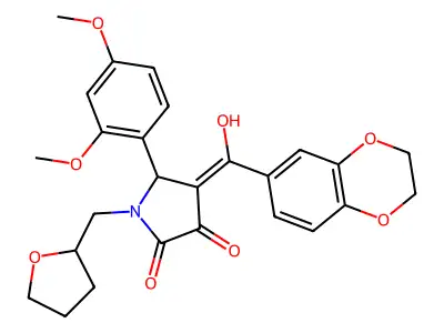 4-(2,3-dihydro-1,4-benzodioxine-6-carbonyl)-5-(2,4-dimethoxyphenyl)-3-hydroxy-1-[(oxolan-2-yl)methyl]-2,5-dihydro-1H-pyrrol-2-one structure