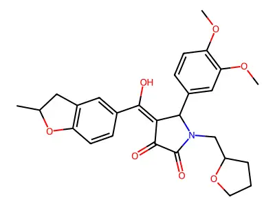 5-(3,4-dimethoxyphenyl)-3-hydroxy-4-(2-methyl-2,3-dihydro-1-benzofuran-5-carbonyl)-1-[(oxolan-2-yl)methyl]-2,5-dihydro-1H-pyrrol-2-one structure