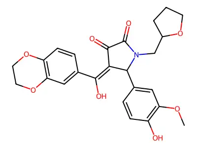 4-(2,3-dihydro-1,4-benzodioxine-6-carbonyl)-3-hydroxy-5-(4-hydroxy-3-methoxyphenyl)-1-[(oxolan-2-yl)methyl]-2,5-dihydro-1H-pyrrol-2-one structure