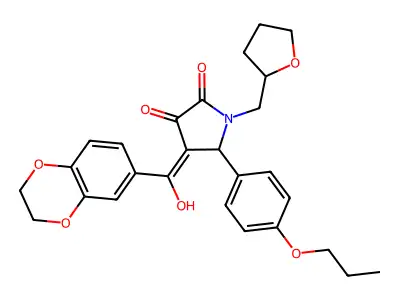 4-(2,3-dihydro-1,4-benzodioxine-6-carbonyl)-3-hydroxy-1-[(oxolan-2-yl)methyl]-5-(4-propoxyphenyl)-2,5-dihydro-1H-pyrrol-2-one structure
