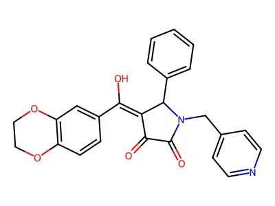 4-(2,3-dihydro-1,4-benzodioxine-6-carbonyl)-3-hydroxy-5-phenyl-1-[(pyridin-4-yl)methyl]-2,5-dihydro-1H-pyrrol-2-one structure