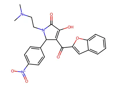 4-(benzofuran-2-carbonyl)-1-(2-(dimethylamino)ethyl)-3-hydroxy-5-(4-nitrophenyl)-1H-pyrrol-2(5H)-one structure