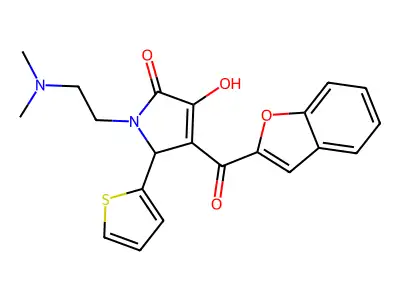 4-(benzofuran-2-carbonyl)-1-(2-(dimethylamino)ethyl)-3-hydroxy-5-(thiophen-2-yl)-1H-pyrrol-2(5H)-one structure